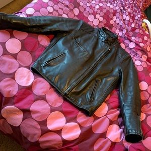 Hein Gericke black leather motorcycle jacket size 40